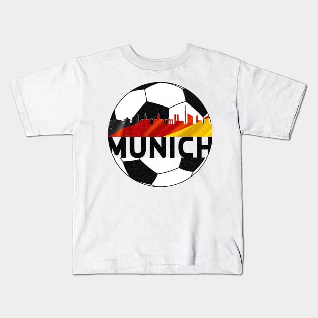 Munich Germany Euro 2024 football—Black text Kids T-Shirt by Rocky Ro Designs